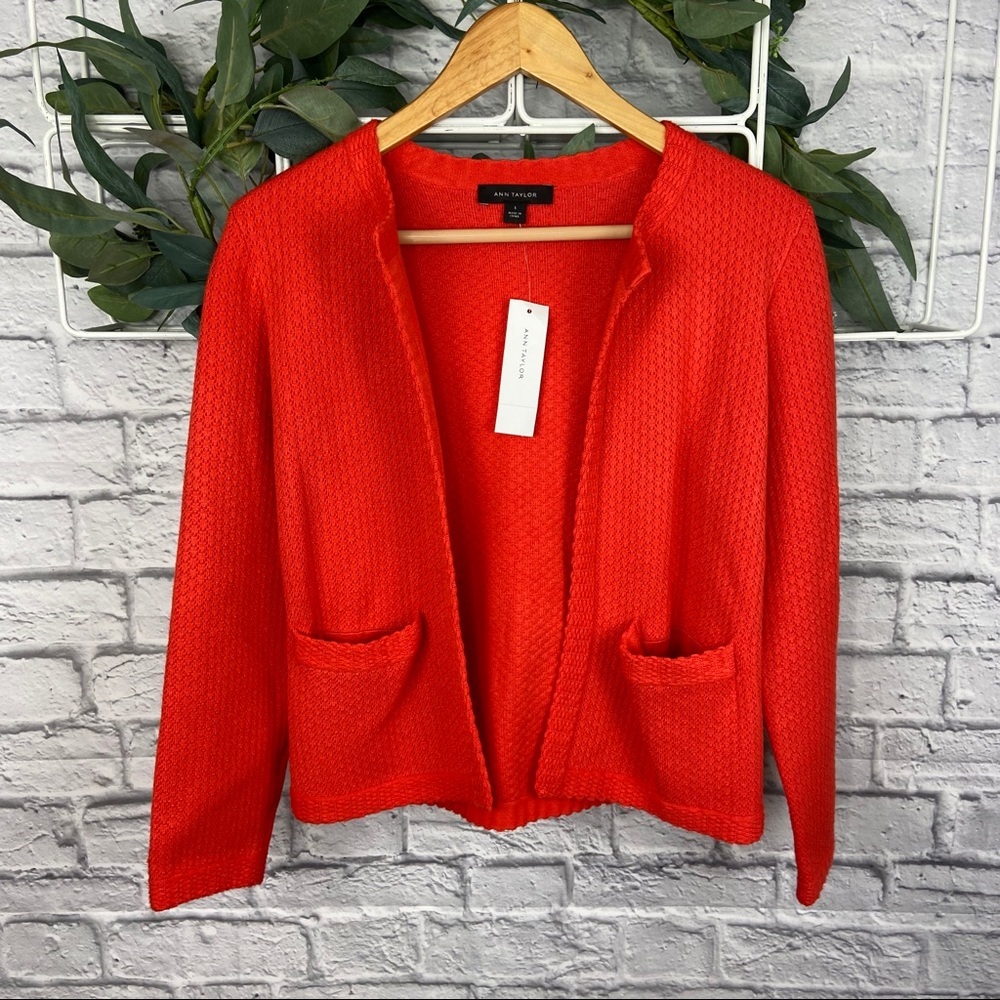 Ann Taylor Orange Long Sleeve Cardigan Sweater NWT